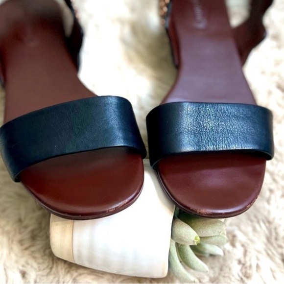 See By Chloe Leather Studded Embellished Open Toe Flats Sandals Shoes Black 7 - Picture 4 of 6